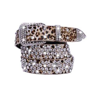 Handmade Rhinestone Studded Big Buckle Belt Accessory For Jeans Shorts, #02